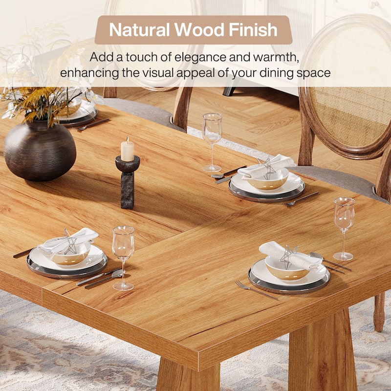 Large Dining Table Wood Oak Rectangular Farmhouse Center Kitchen
