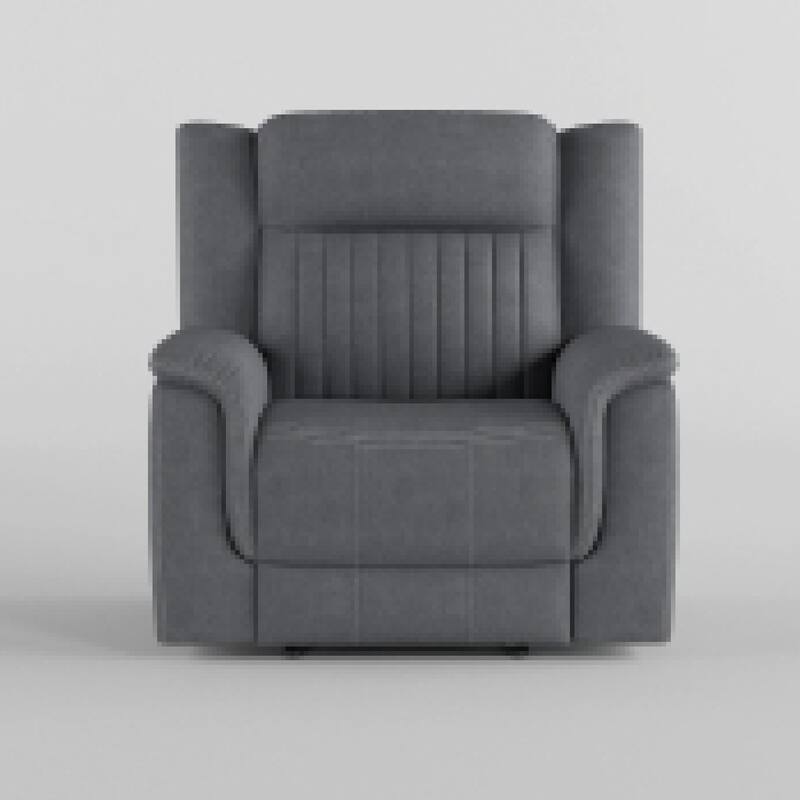 Lenny Manual Reclining Chair, Gray Microfiber, Foam Cushioning