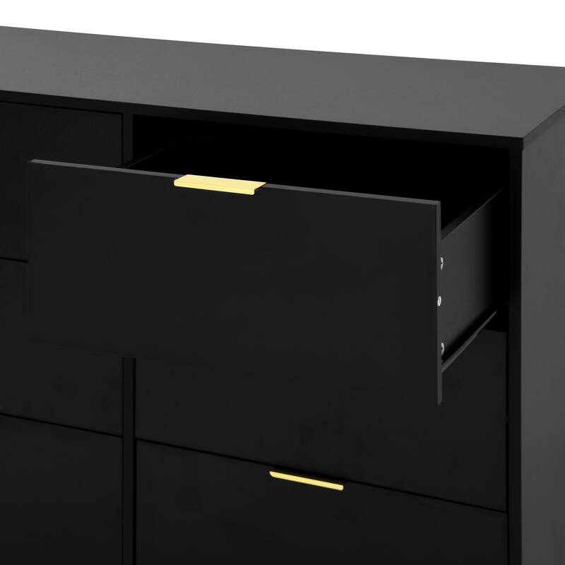 63" Long Dresser for Bedroom, Wooden Dresser Chest of 9 Drawers Storage Cabinet for Living Room Entryway