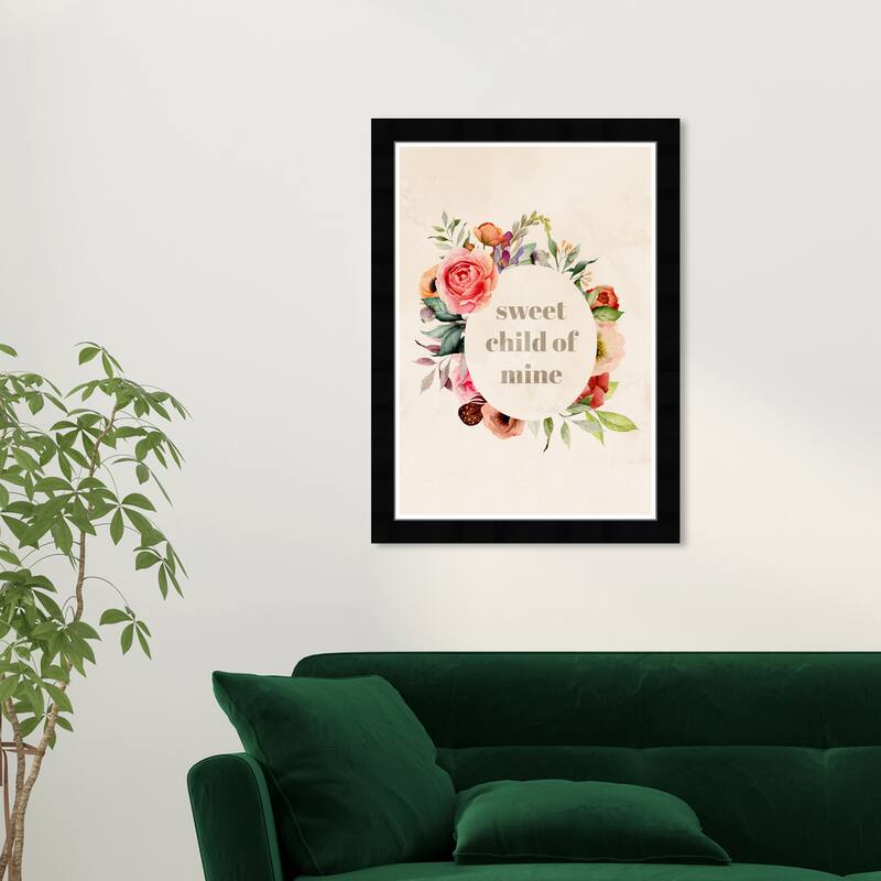 Wynwood Studio Prints Fashion and Glam Sweet Child Of Mine Brown and Tan Shabby Chic Wall Art Canvas Print - Black