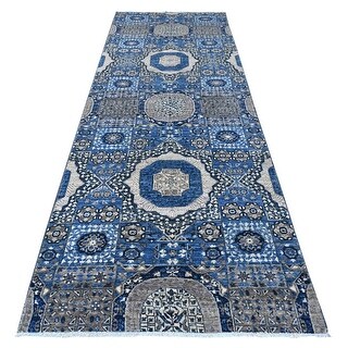 Shahbanu Rugs Medium Sapphire Blue Hand Knotted Aryana Collection Soft ...