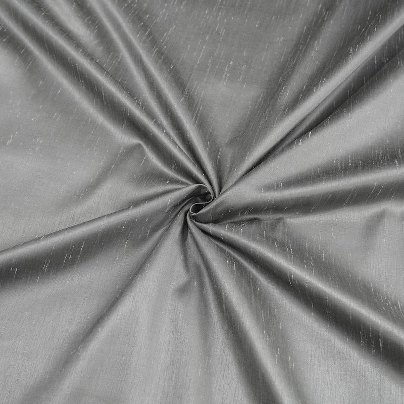 Exclusive Fabric Storm Grey Faux Textured Dupioni Silk Curtains (1 Panel)
