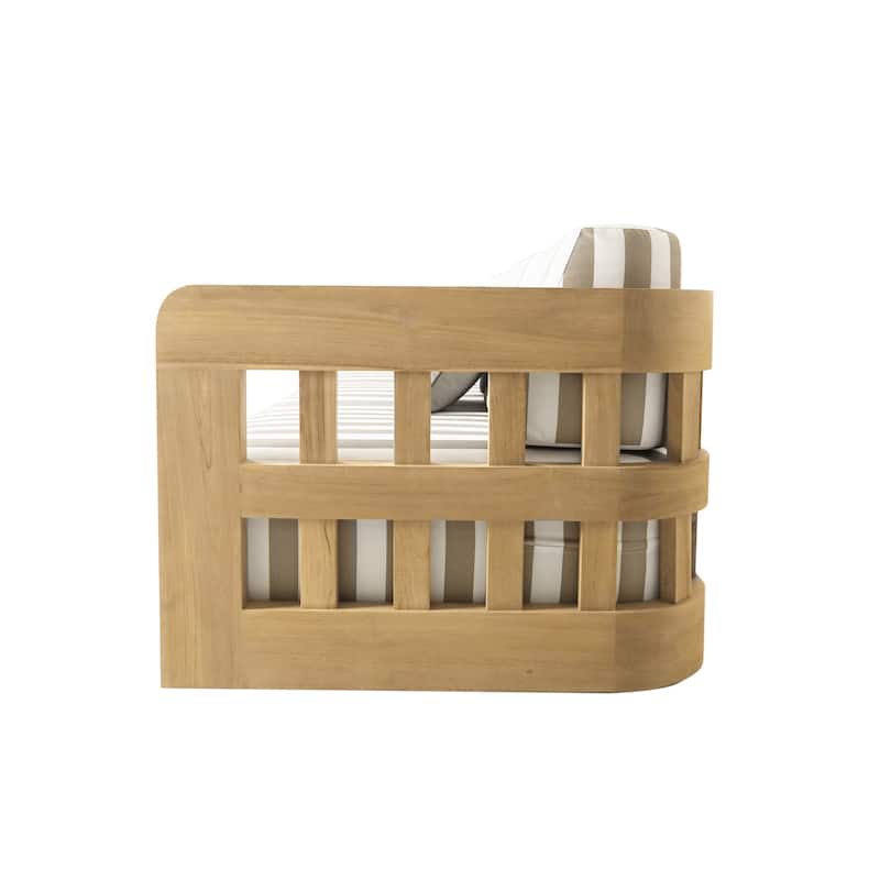 NADAAL STUDIOS Mareth Sofa, Tulip-Shaped Wicker Seat with Cushioned Upholstery, Aluminum Frame, Brown - Seats 3