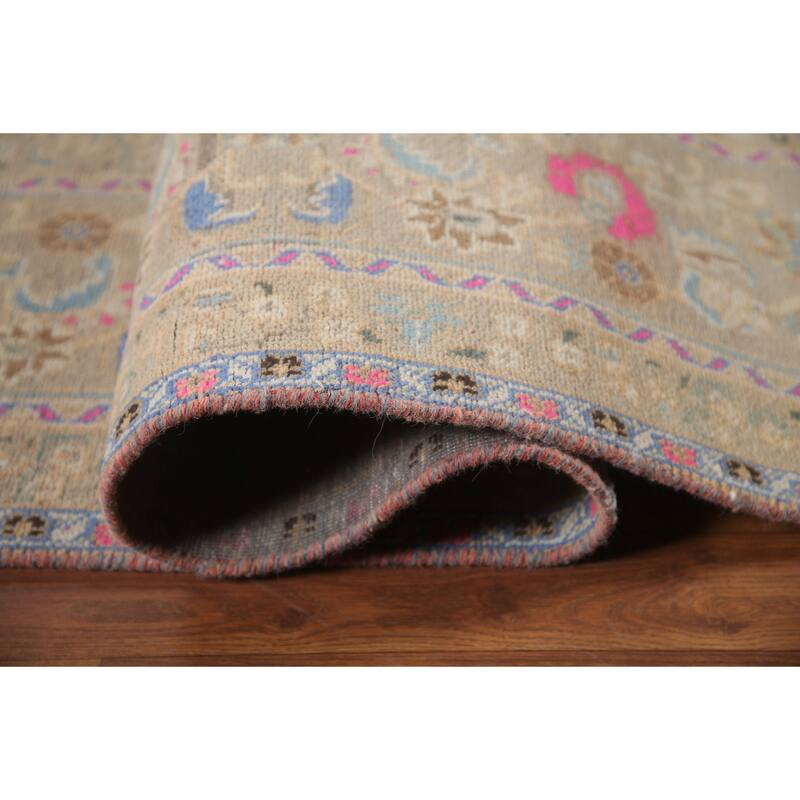 Hand Knotted Oriental 100% Wool Carpet Traditional Floral Peach Tabriz Area Rug - 12' 6'' X 9' 6''