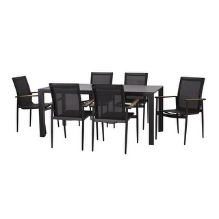 Naop Outdoor Mesh and Aluminum 7 Piece Dining Set by Christopher Knight Home