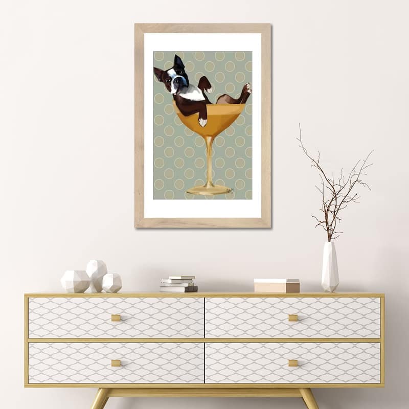 iCanvas "Boston Terrier In Cocktail Glass" by Fab Funky