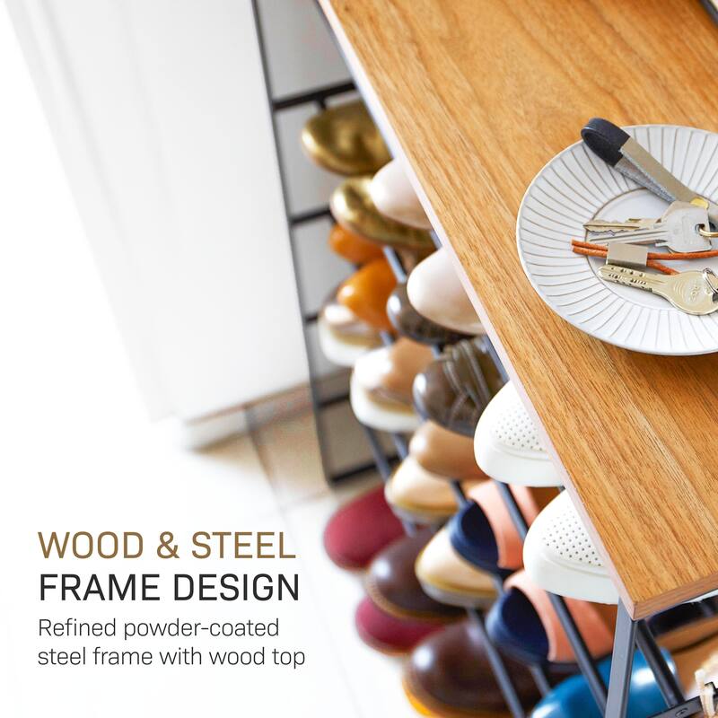 Yamazaki Home Six-Tier Shoe Rack, Steel, Holds 18 to 21 shoes, Holds 39.6 lbs - L 9.84 x W 25.98 x H 34.25 inches