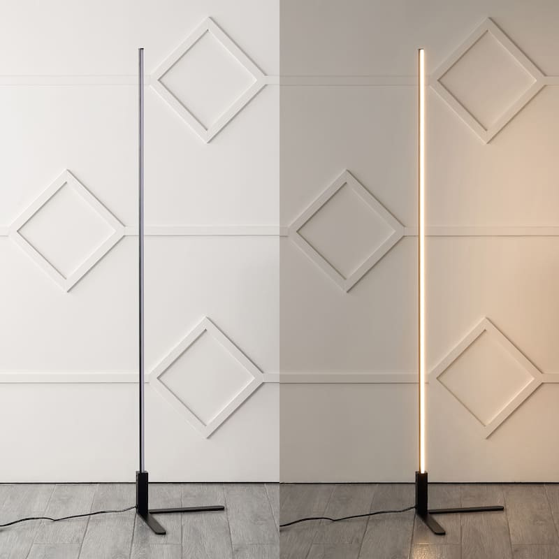 Malthe 60.5" Modern Contemporary Aluminum/Iron Integrated LED Post Floor Lamp, by JONATHAN Y