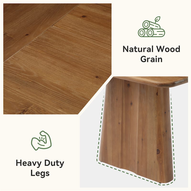 63 Inches Farmhouse Solid Wood Kitchen Dining Table for 4