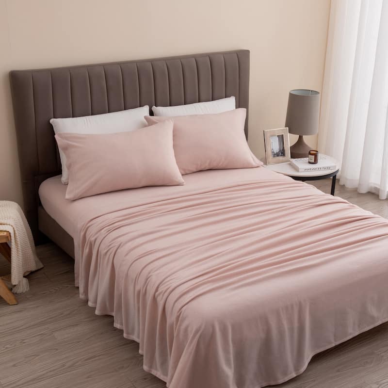Premium Super Soft Extra Plush Fleece Sheet Set - Twin - Blush Pink