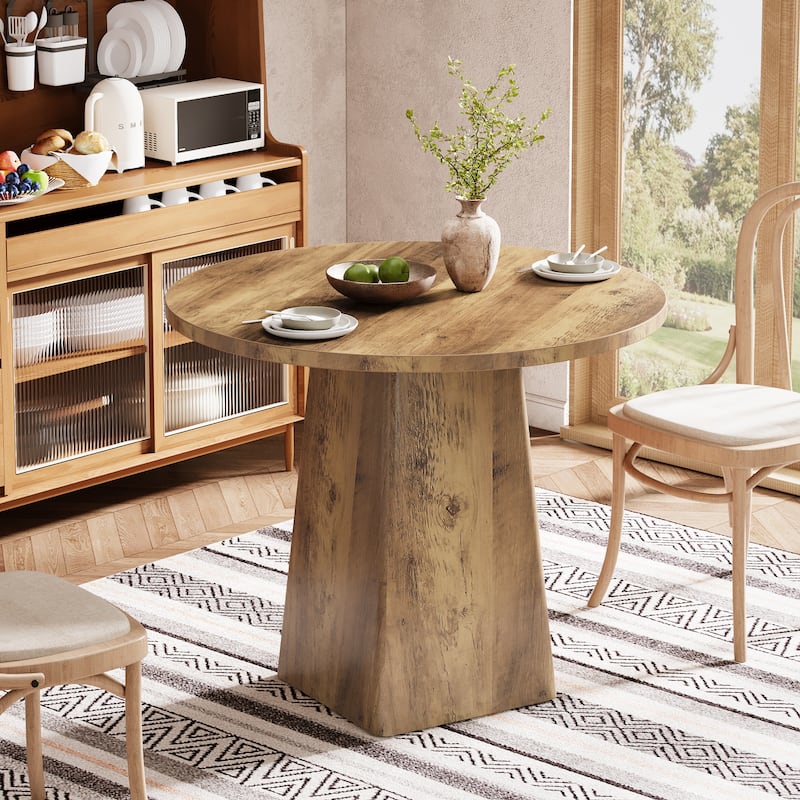 31.5" Industrial Round Kitchen Dining Table for Small Spaces