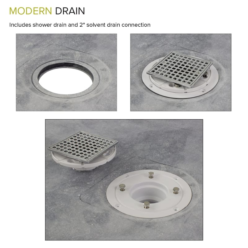 Transolid FTT4940C Ready to Tile 49 L x 40.5 W Shower Base in Dark Grey - Center