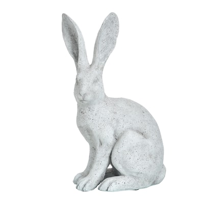 Enchanted Bunny - Polyresin Outdoor Statue - Distressed White Finish