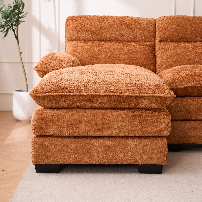 Modern U-shape Chenille Upholstered Sofa with Chaise Multiple Cushions Sectional Couch