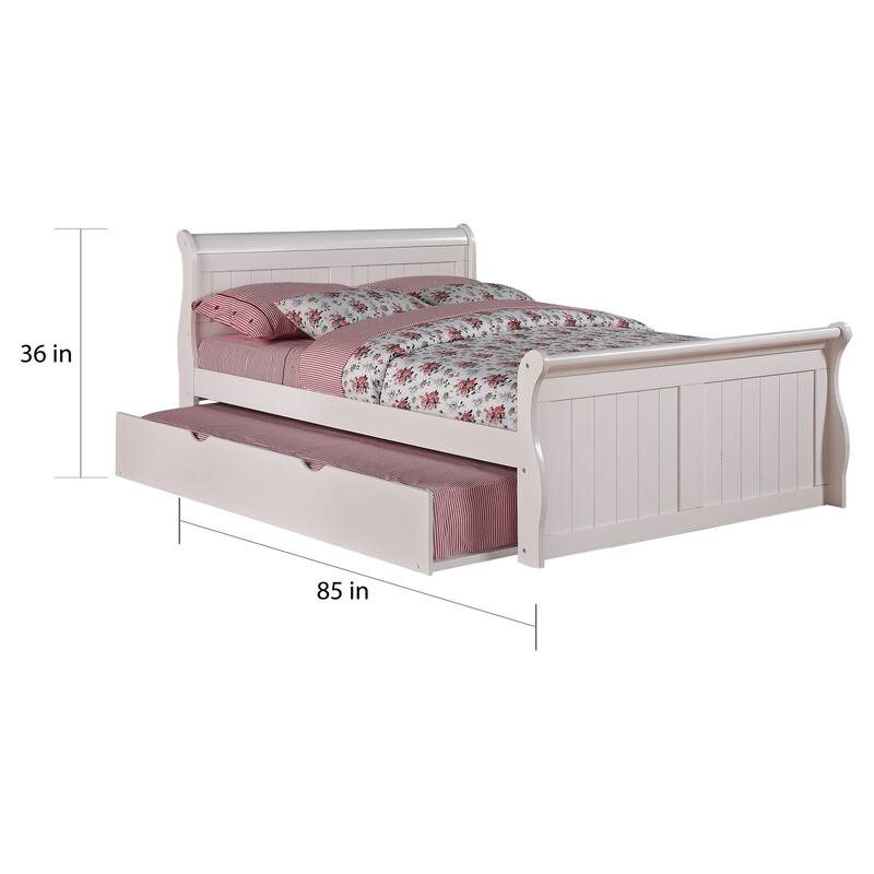 Donco Kids White Sleigh Bed with Trundle