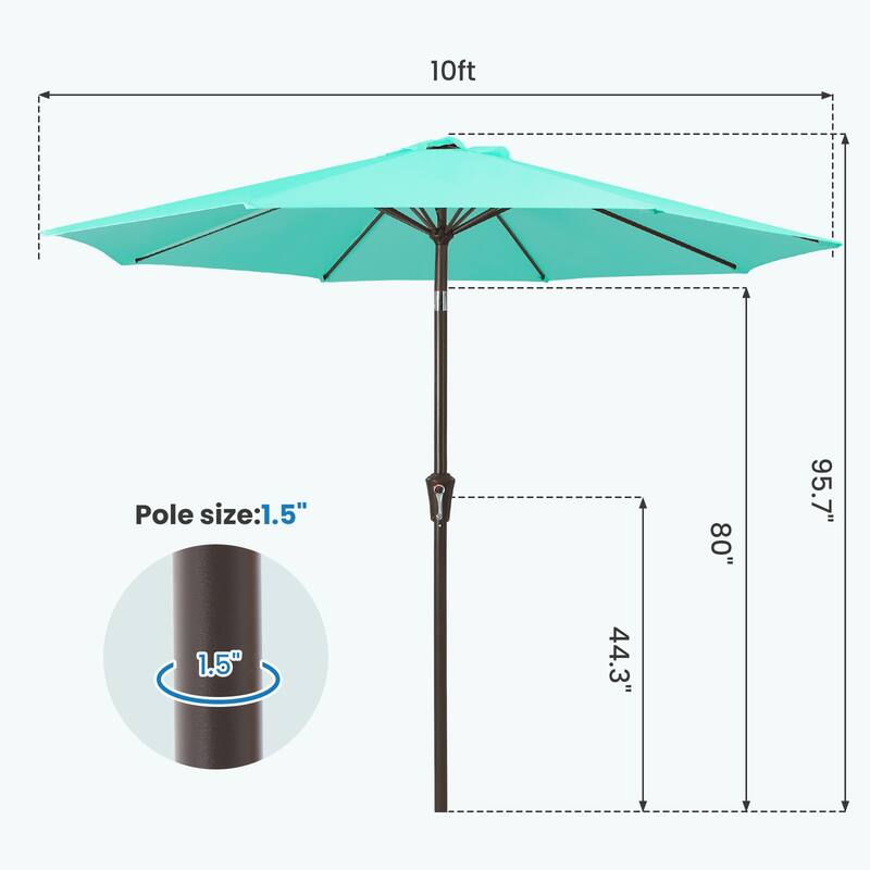 10ft Patio Market Umbrella with Crank & Tilt,UV-Risistant