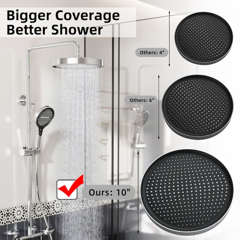 Modland 3-Function 11" Rainfall Shower System, Adjustable Slide Bar, 1.59GPM, Brushed Gold/Chrome