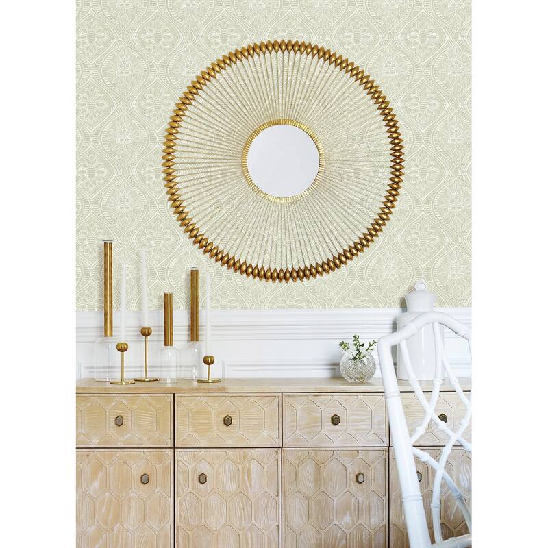 A-Street Prints Scout Moss Floral Ogee Wallpaper