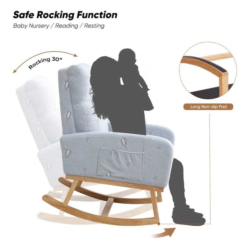 HOMYKA 28" Wide Rocking Chair for Nursery with Solid Wood Leg