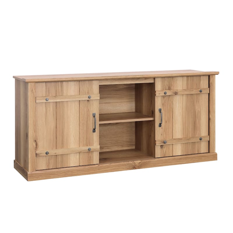 Rustic Brown TV Stand with Sliding Barn Doors for 70 Inch TVs 62 Inch Wide - Brown