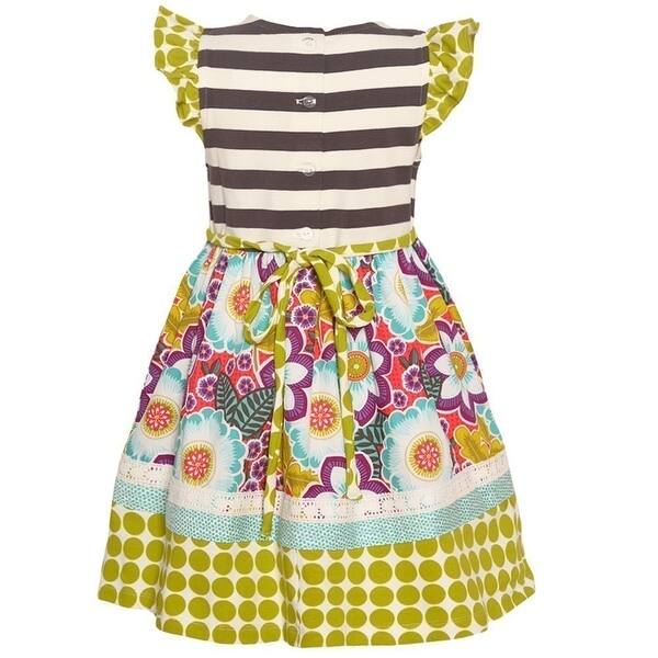 Shop Counting Daisies Little Girls Gray Polka Dots Lace Bow Floral