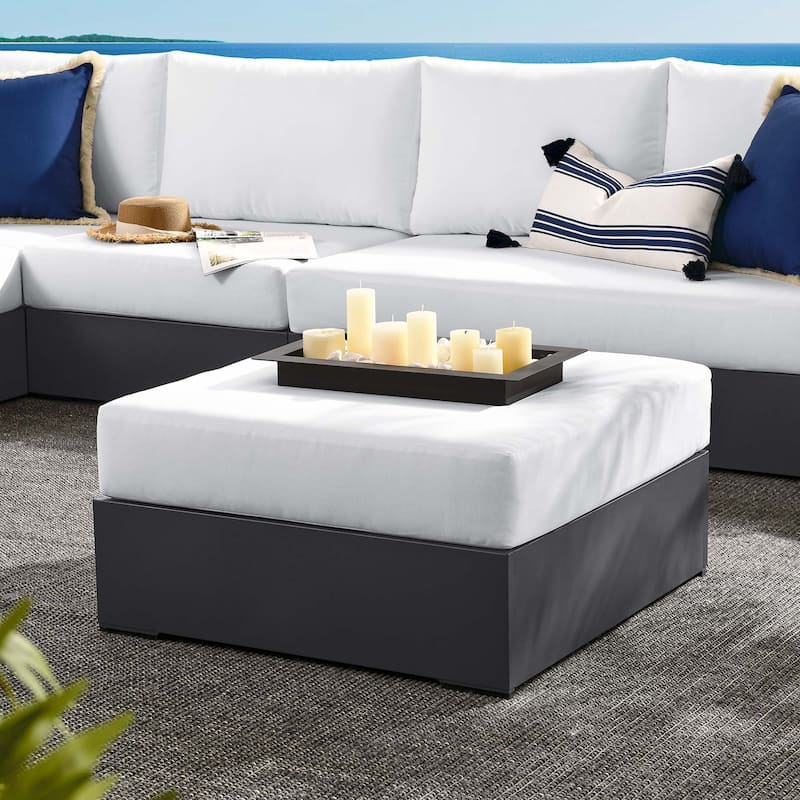 Tahoe Patio Aluminum Ottoman - Gray White