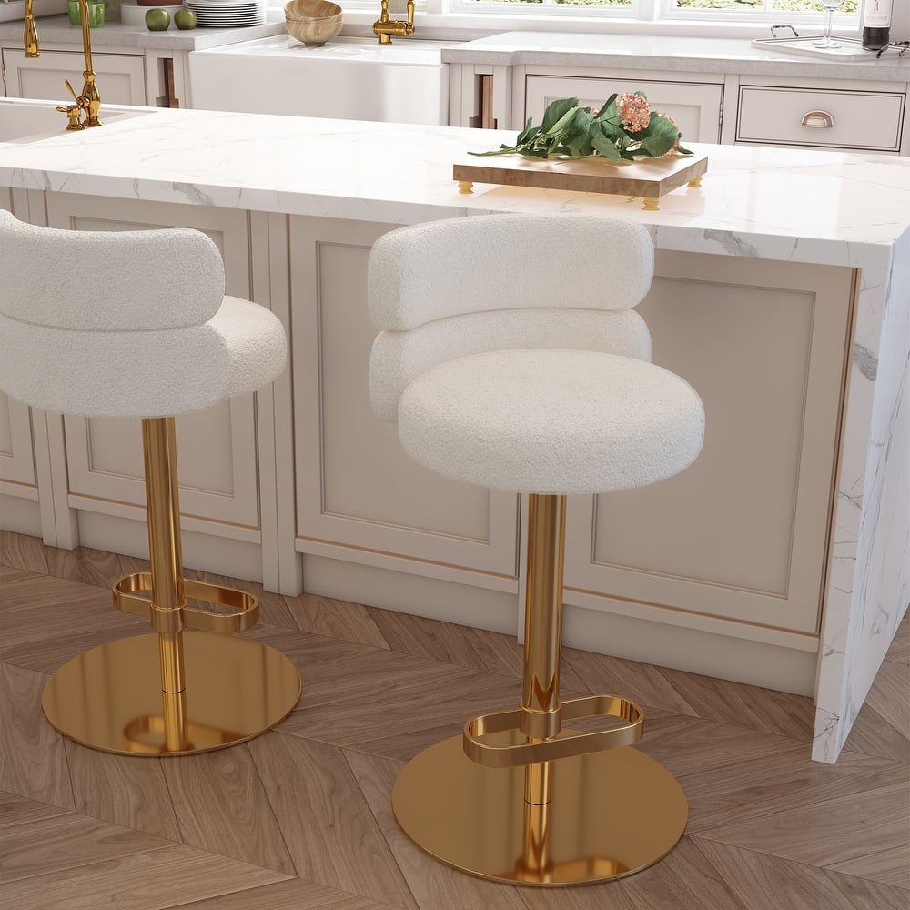 Modern Velvet Bar Stool with Height Adjustment and 360-Degree Swivel