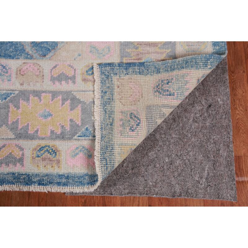 Hand Knotted Oriental 100% Wool Carpet Transitional Geometric Navy Blue & Blues Oushak Area Rug - 10' 4'' X 8' 10''