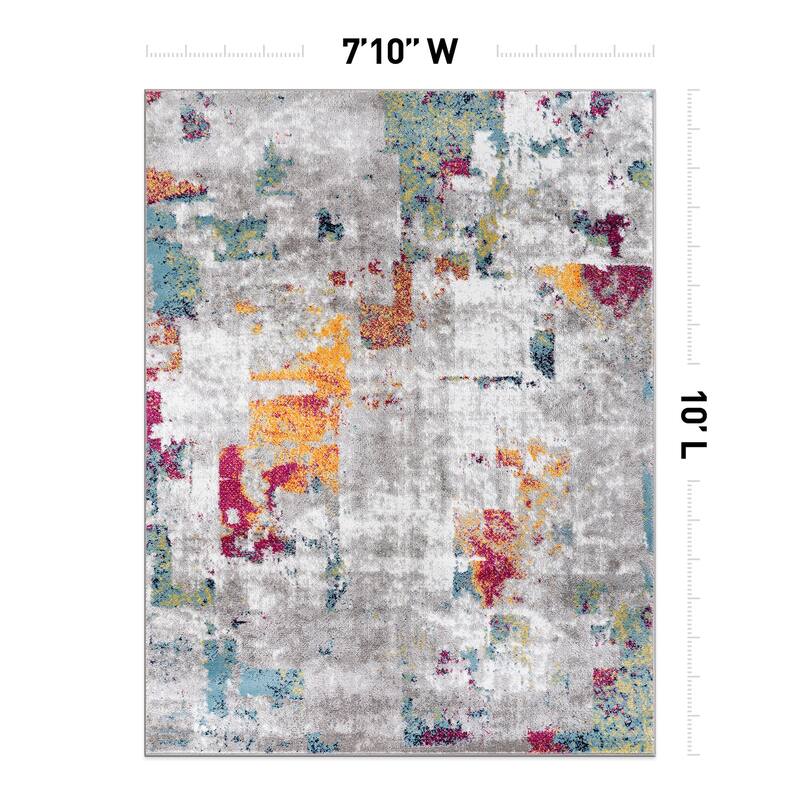 Contemporary Vibrant Abstract Design Area Rug