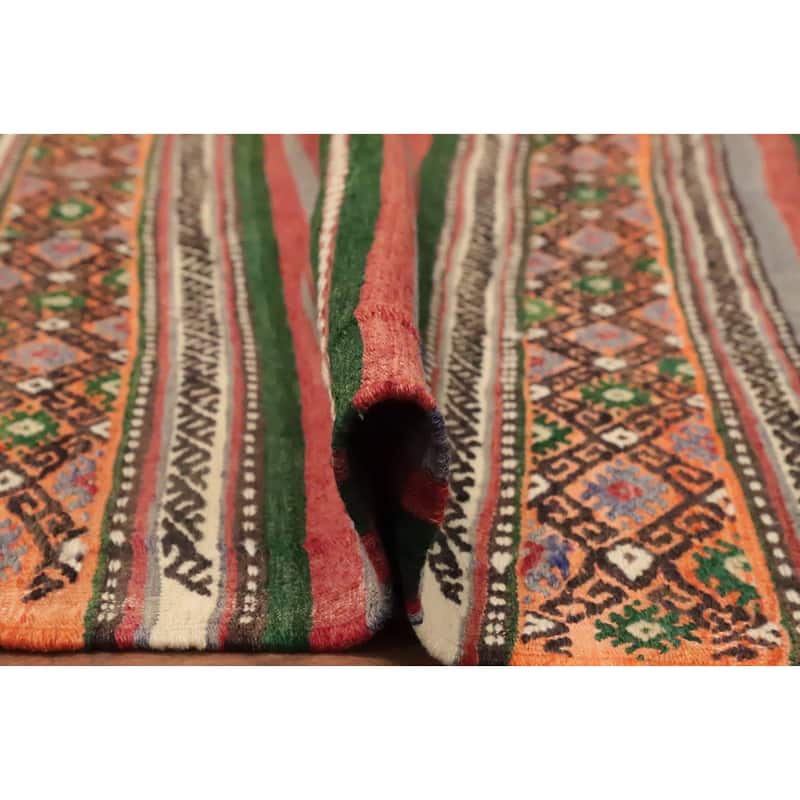 Hand Woven Oriental 100% Wool Carpet Southwestern Tribal Multi-Colored Kilim Area Rug - 7' 10'' X 5' 10''