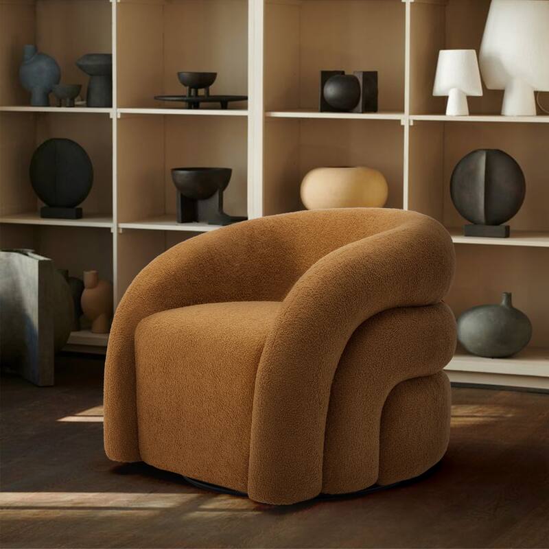 Upholstered Boucle Swivel Accent Chair