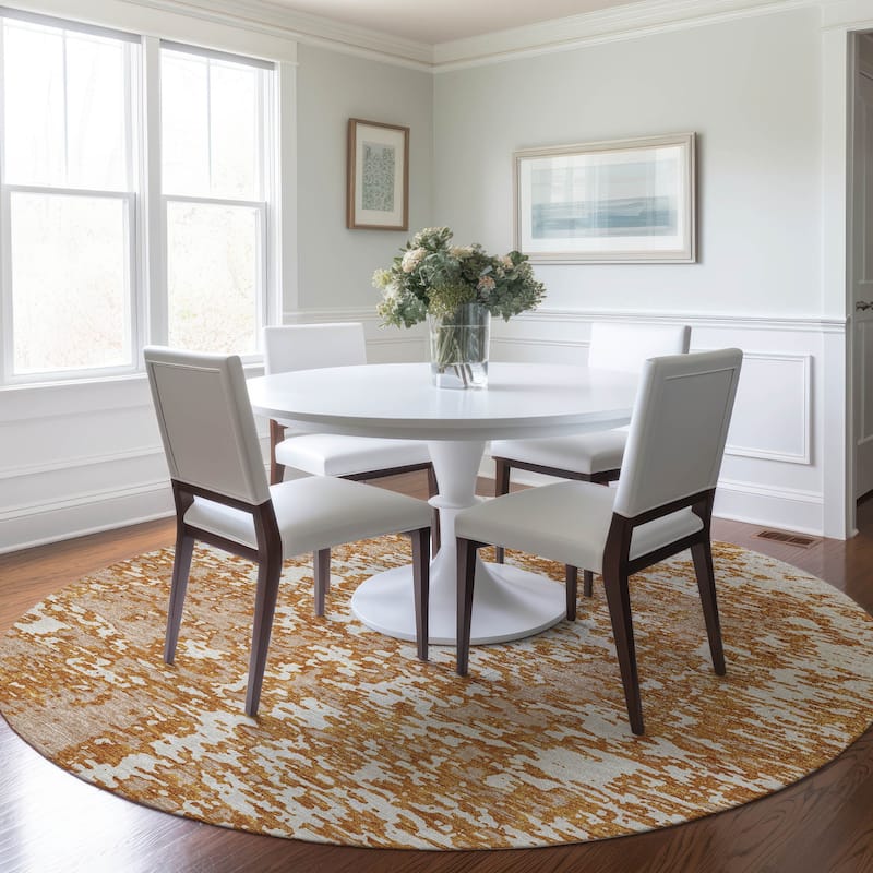 Machine Washable Indoor/ Outdoor Abstract Pixels Chantille Rug