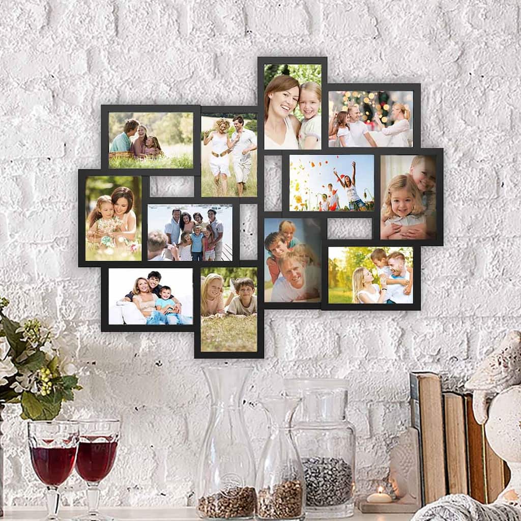 12 Opening 4 x 6" Matte Black Collage Wall Picture Frame