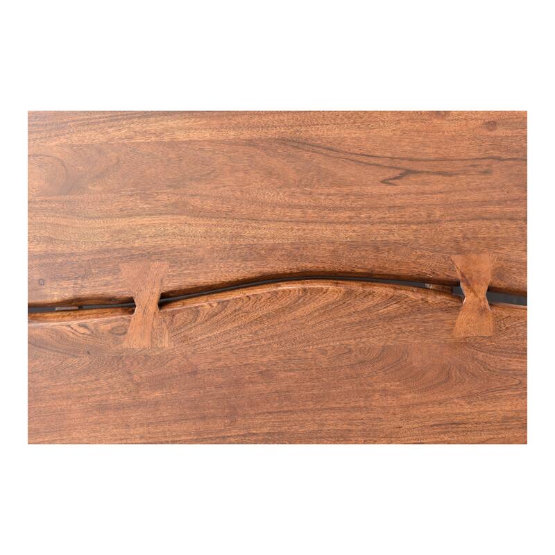 NADAAL STUDIOS Uriel Queen Bed, Solid Acacia Wood, Turned Detailing, Dark Brown