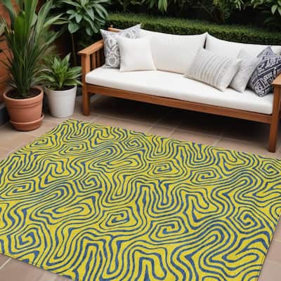 HomeRoots Abstract Transitional Rectangle Outdoor Rug