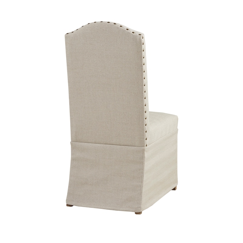 Madison Park Capa Beige Set of 2 High Back Dining Chairs with Skirts