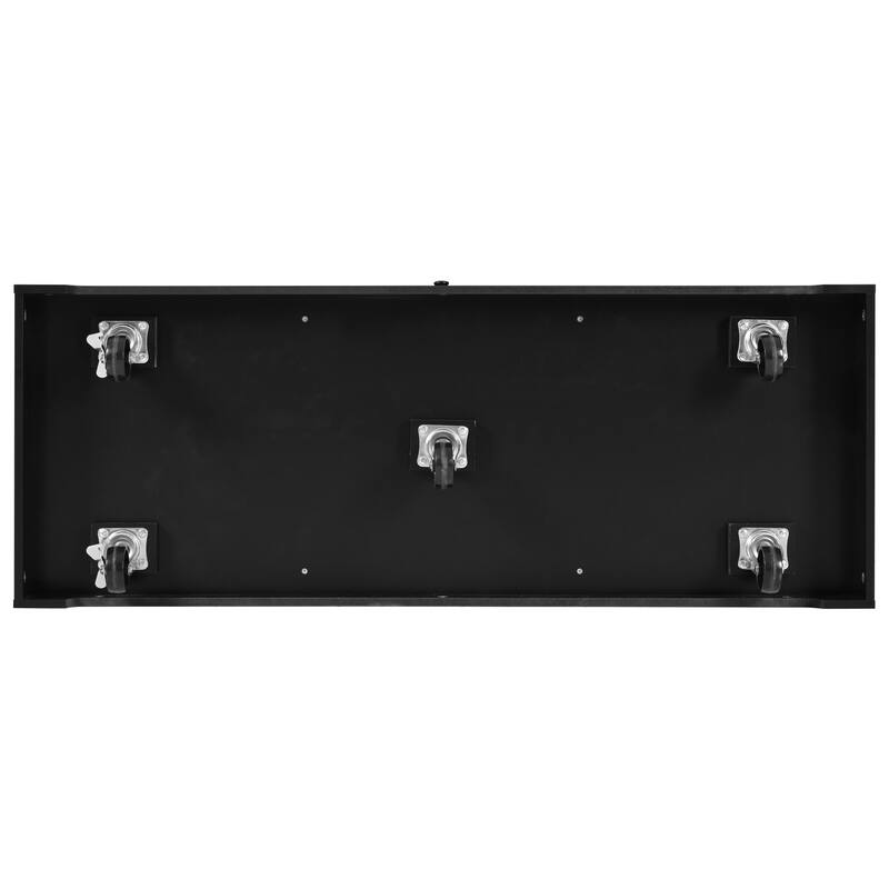 55.7" Large Kitchen Island with 2 Drop Leaves, Storage, Power & Wheels