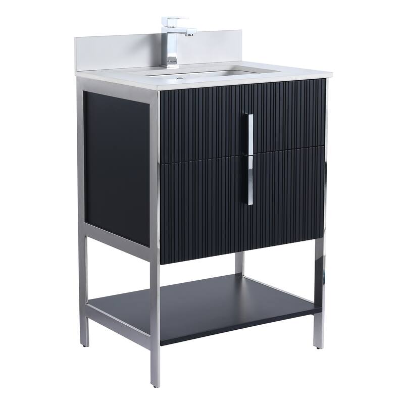 Fine Fixtures Serenity Modern Bathroom Vanity with White Stone Top