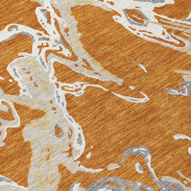 Machine Washable Indoor/ Outdoor Modern Wave Chantille Rug
