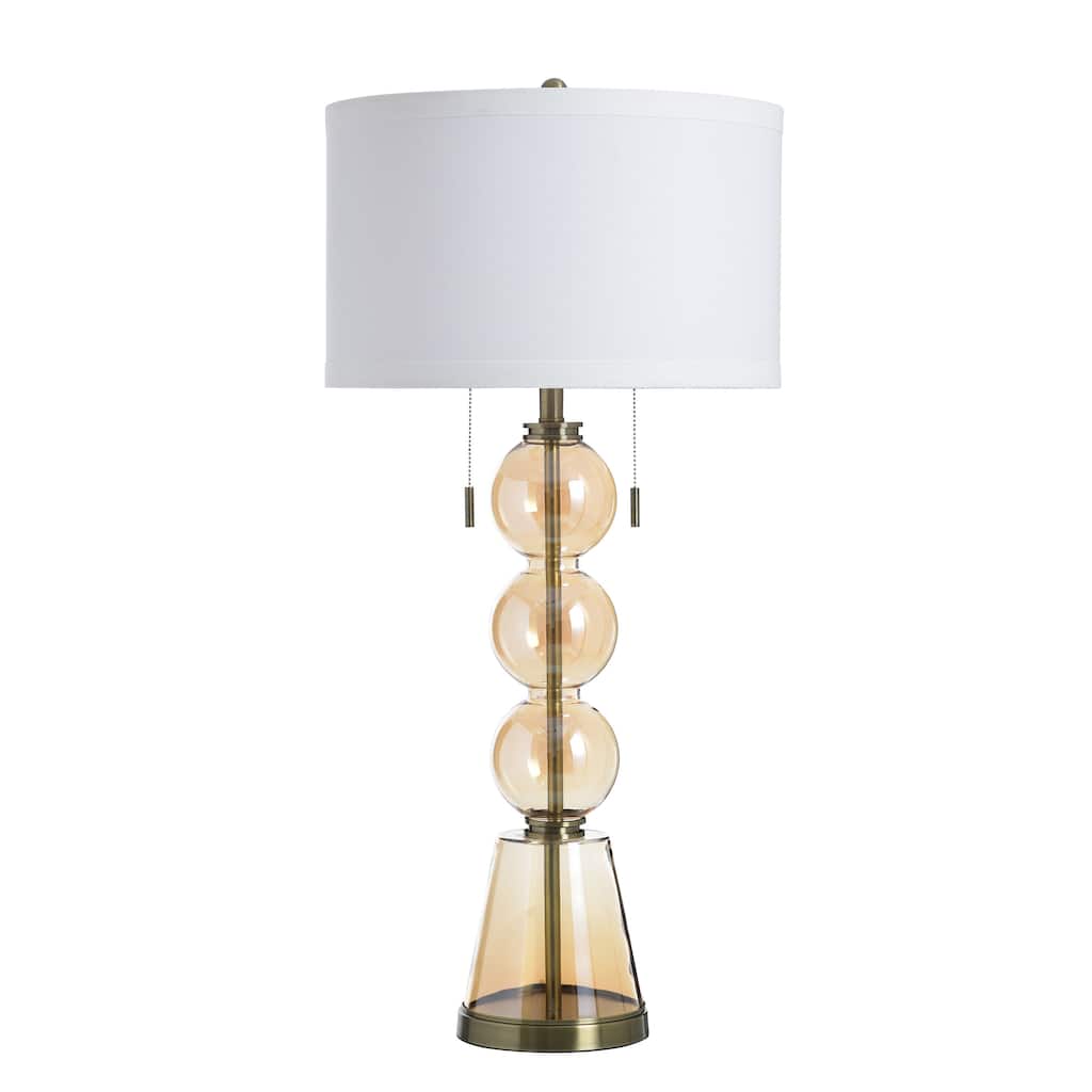StyleCraft Glass Table Lamp - Cordon Gold - White Shade