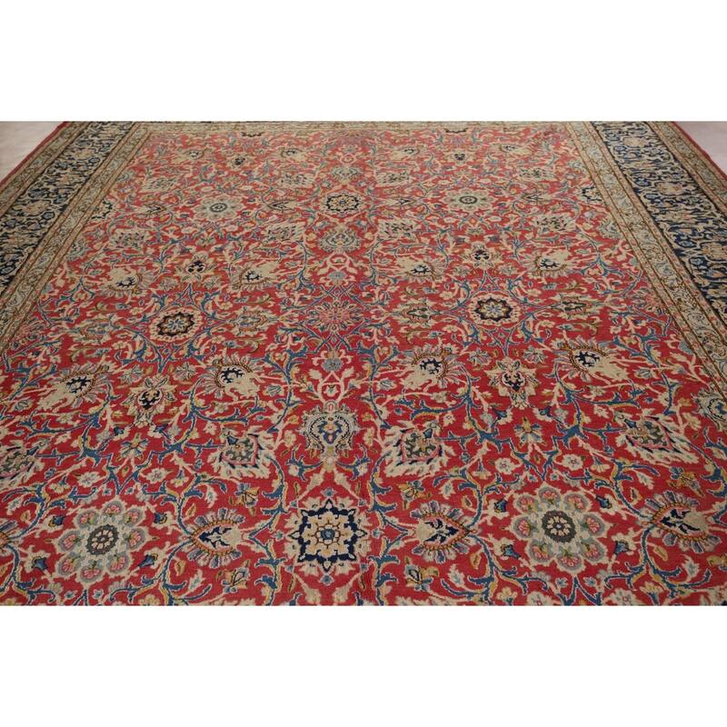 Vegetable Dye Kerman Large Vintage Persian Rug Handmade Wool Carpet - 9'9" x 13'9"