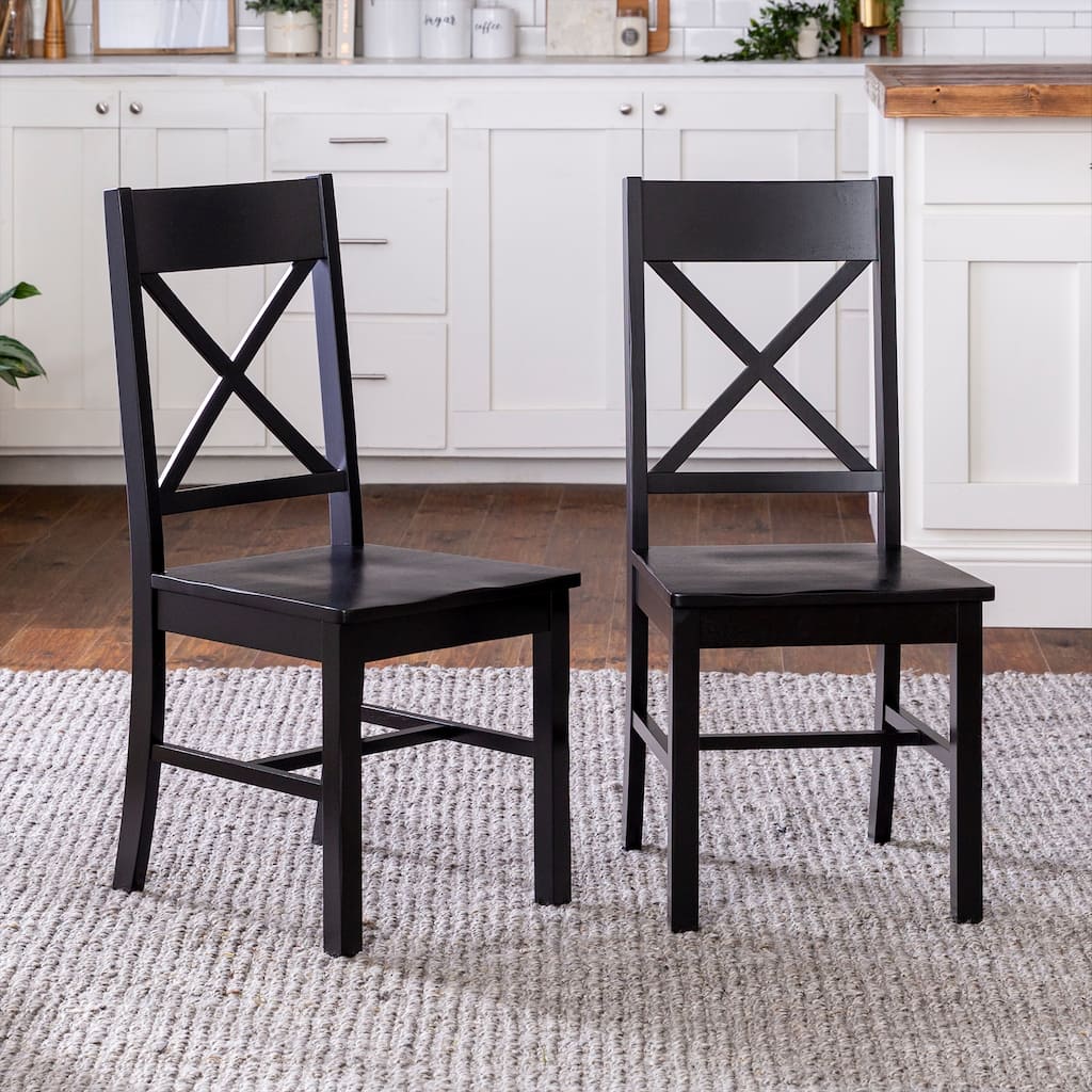 Walker Edison Antique X-Back Dining Side Chairs (Set of 2)