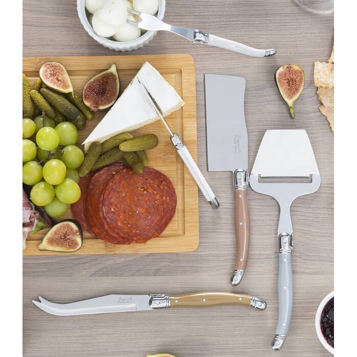 French Home Laguiole 5 Piece Cheese Knife, Fork and Slicer Set, Mixed Metals