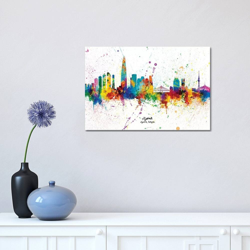 iCanvas "Seoul South Korea Skyline Splash" by Michael Tompsett Canvas Print