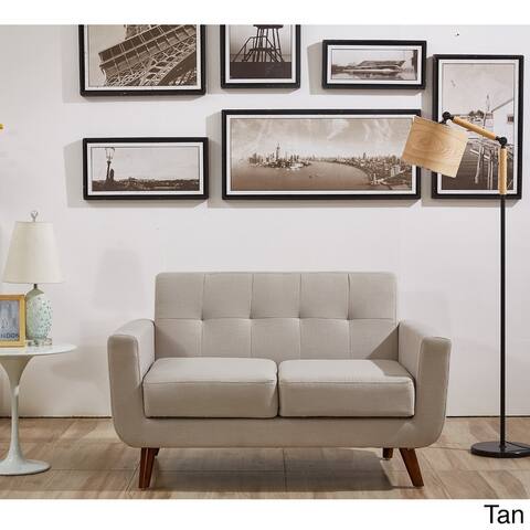 Grace Rainbeau Linen Upholstered Tufted Mid-century Loveseat