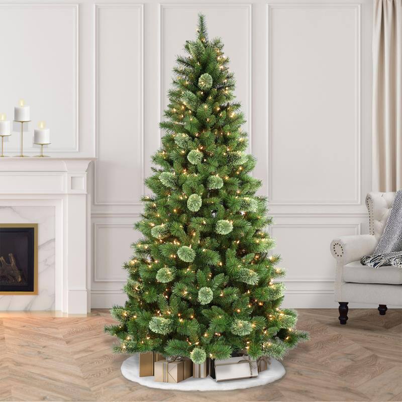 Puleo International 7.5 ft. Pre-Lit Western Pine Artificial Christmas Tree - Green