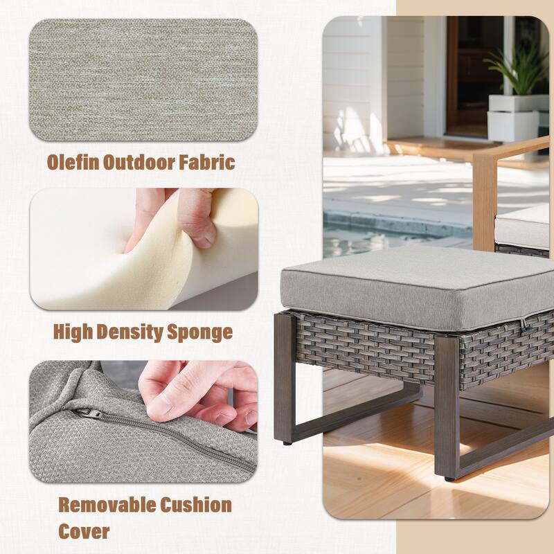 Gymojoy 2 Wicker Ottomans w/Removable Cushions