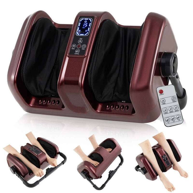 Costway Foot & Calf Massager Deep Kneading Shiatsu Massager Machine - See Details - Red
