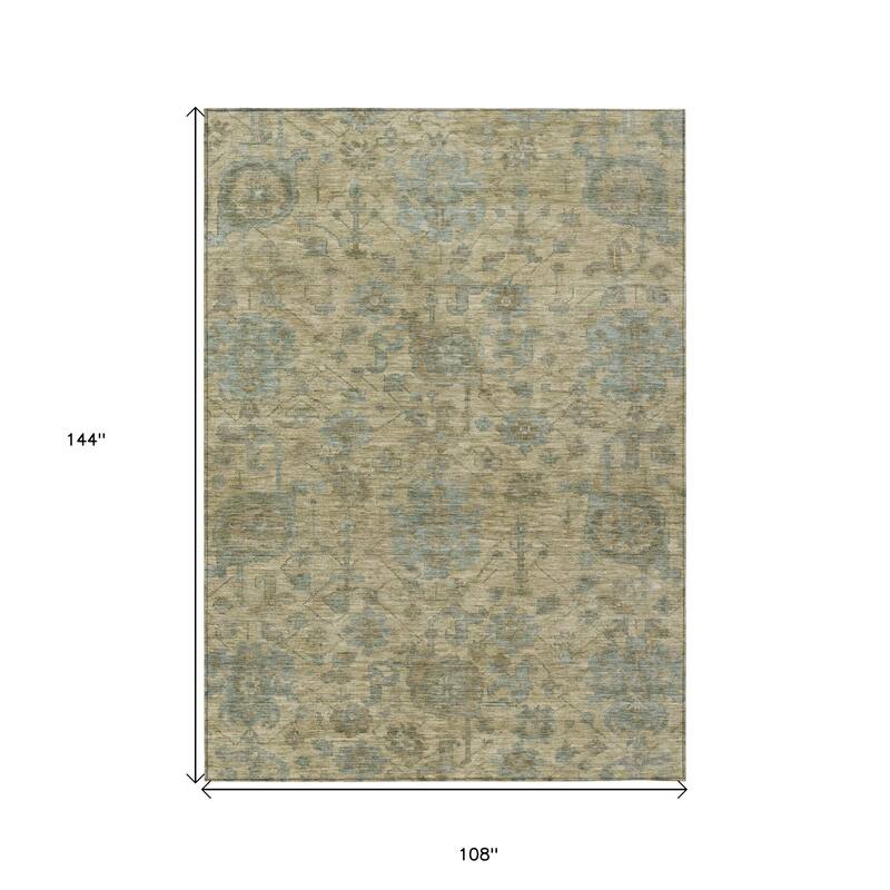 HomeRoots Damask Traditional Rectangle Outdoor Rug
