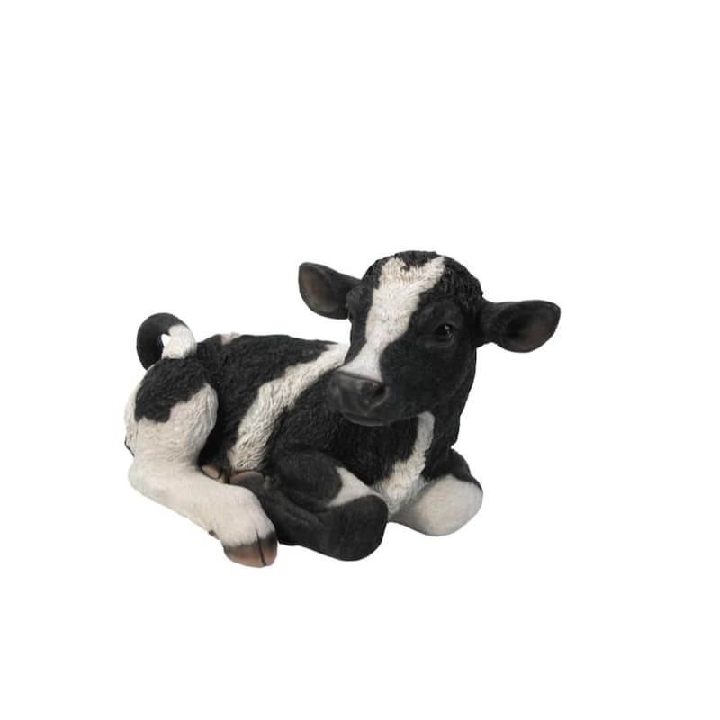21" Black Calf Laying Down Outdoor Garden Statue